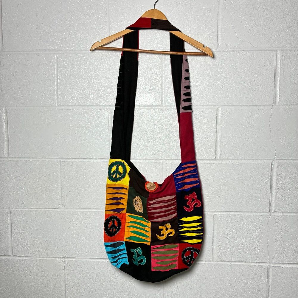 Tribe Azure handcrafted cotton patchwork hobo crossbody bag